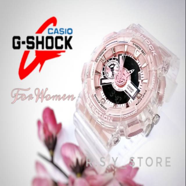 JAM TANGAN WANITA SPORTY CASIO G_SHOCK TANSPARAN PINK