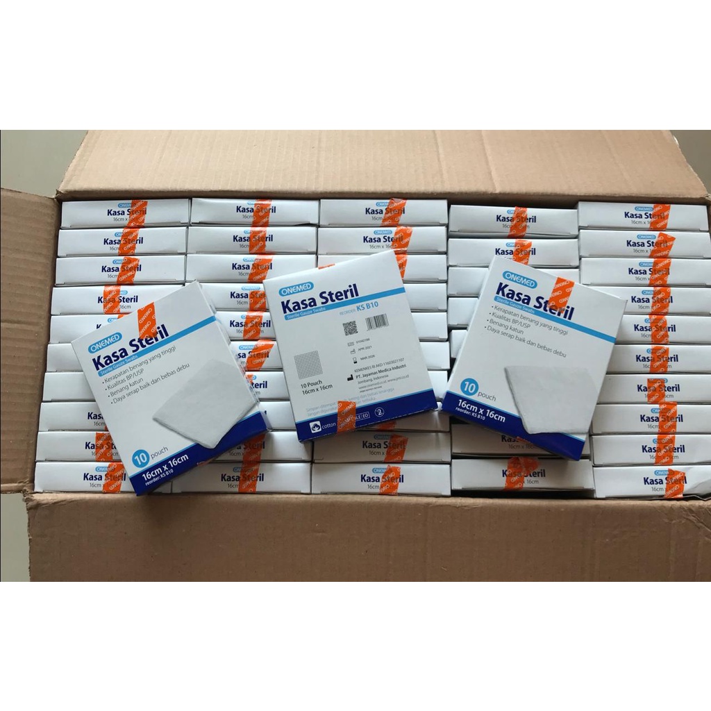 Sterile Gauze Swab Kassa Steril Katun Onemed 16x16cm 1 Box @10pc Kain - KS16