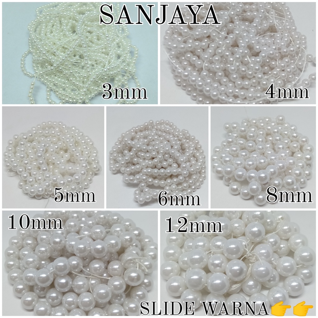 [10 Pon (4,5 Kg)] Manik Ringan / Mote Ringan / Mutiara Ringan Sintetis / Manik Mutiara Bulat 6Mm - 20 Mm/ Mutiara Pearl Bulat 6Mm - 20Mm