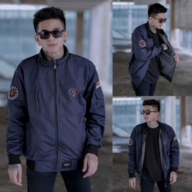 Jual Jaket Pria /Jaket Bomber Taslan Model Terbaru /Jaket Bomber Hitam ...