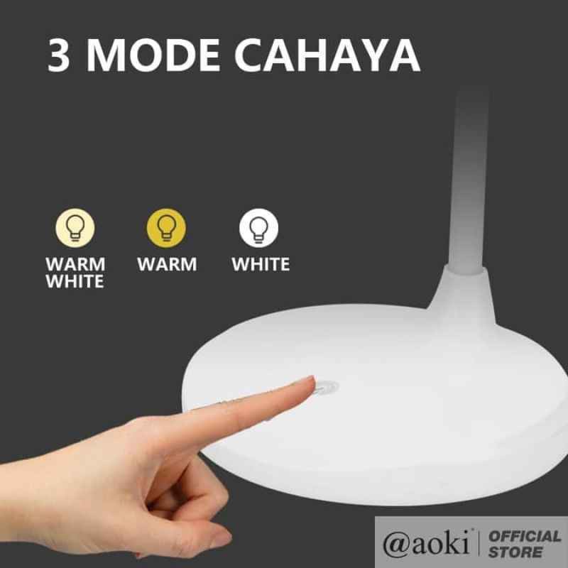 Lampu Meja Belajar 3in1 Cas Emergency Lamp Rechargeable AOKI AK 6046