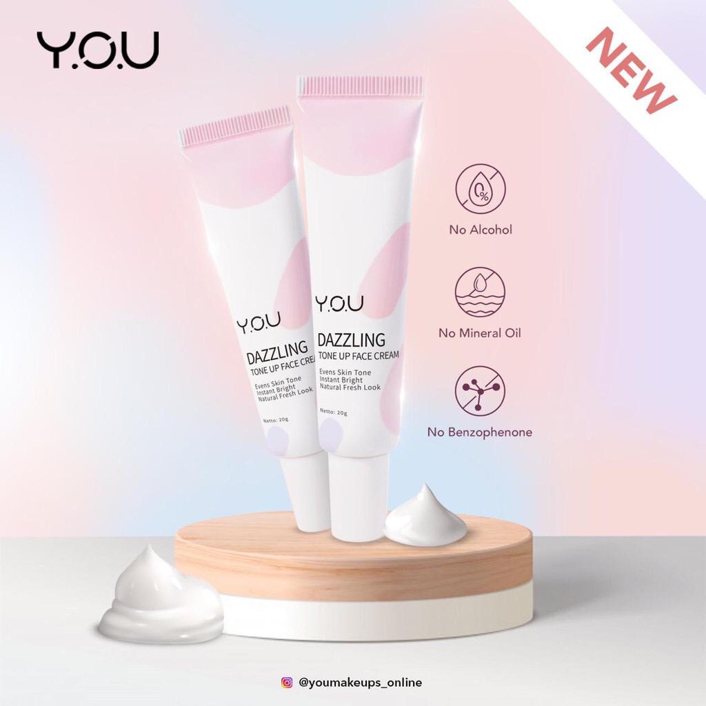 BPOM YOU Dazzling Tone Up Cream Primer Krim Pelembab Pencerah Wajah Muka Cerah Seketika