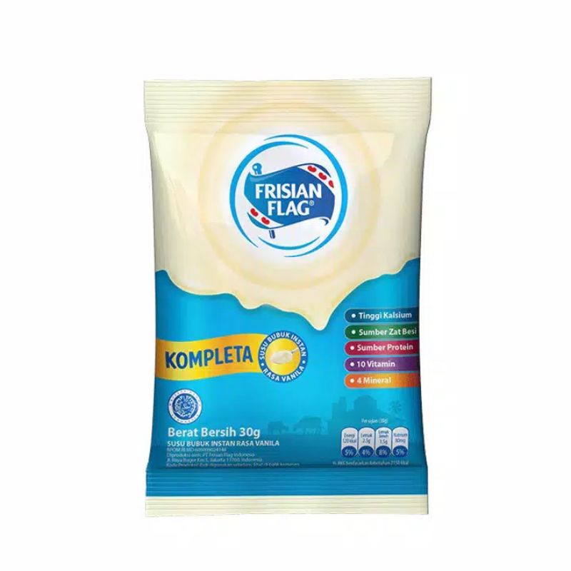 

Susu Bubuk Frisian Flag KOMPLETA Rasa Vanila Sachet 30 gram