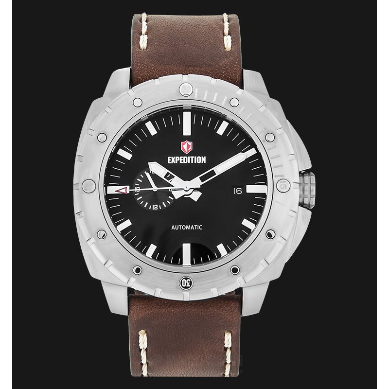 Expedition E 6656 MA LSSBA Automatic Men Black Dial Brown Leather Strap