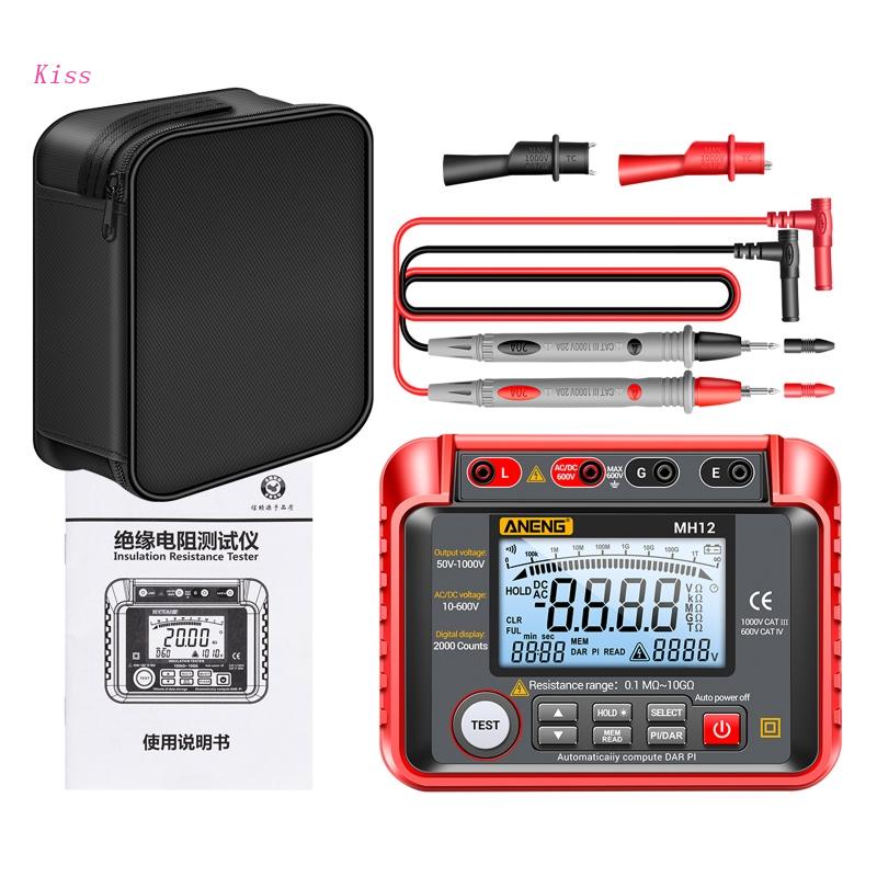 Kiss Tester Resistensi Digital Dengan Data Hold Otomatis + Kalkulator PI &amp; DAR Backlight