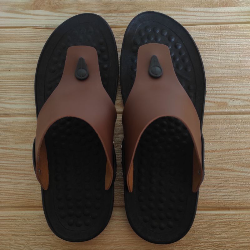 Sandal Jepit Pria New Tres Kulit Sintetis Premium Sendal Korea Cowok Sol Karet