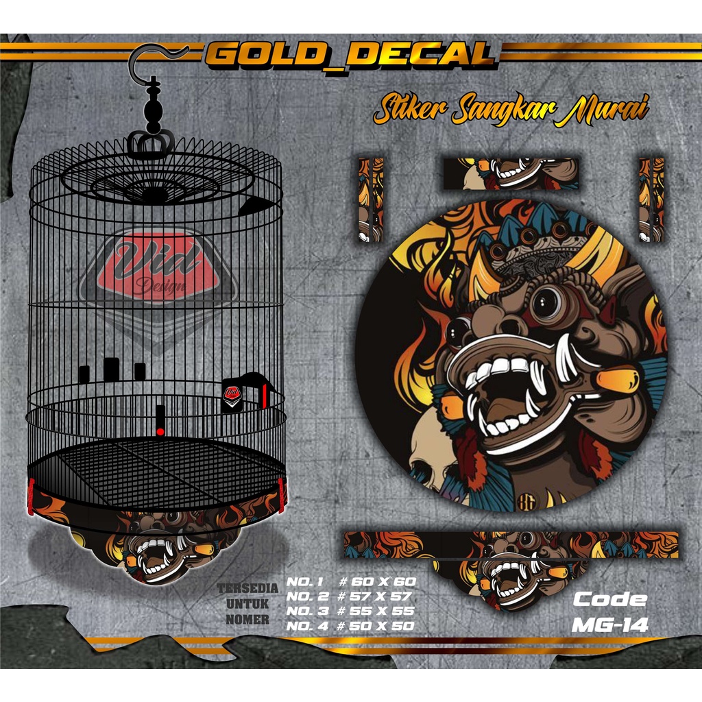 Stiker Decal Sangkar Murai Stiker Tebok Murai Decal Kandang Burung Bulat No 1 2 3 4