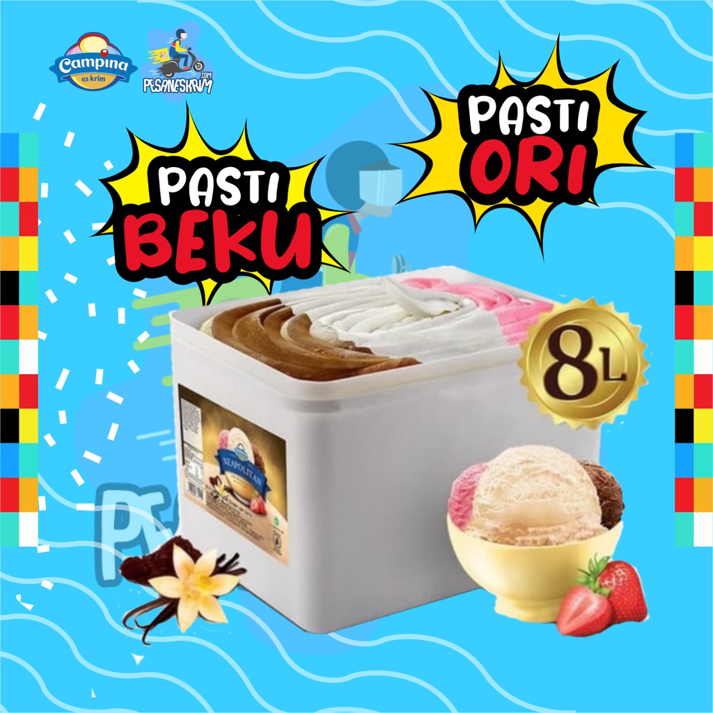 

Ice Cream Campina NEAPOLITAN 8 ltr/ Es krim 8 liter/ Eskrim Ember