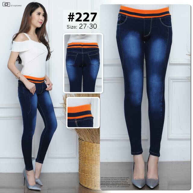 Celana Jeans Pinggang Karet Wanita / Celana Jins Pinggang Karet / Celana Jeans Polos / Celana Skinny