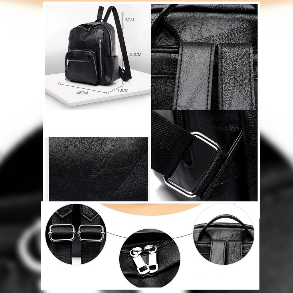 TAS RANSEL WANITA IMPORT KULIT HITAM MANIYA TA485B5 PREMIUM BACKPACK SEKOLAH BESAR PUNGGUNG GENDONG KERJA KULIAH FASHION KOREA REMAJA BATAM BRANDED