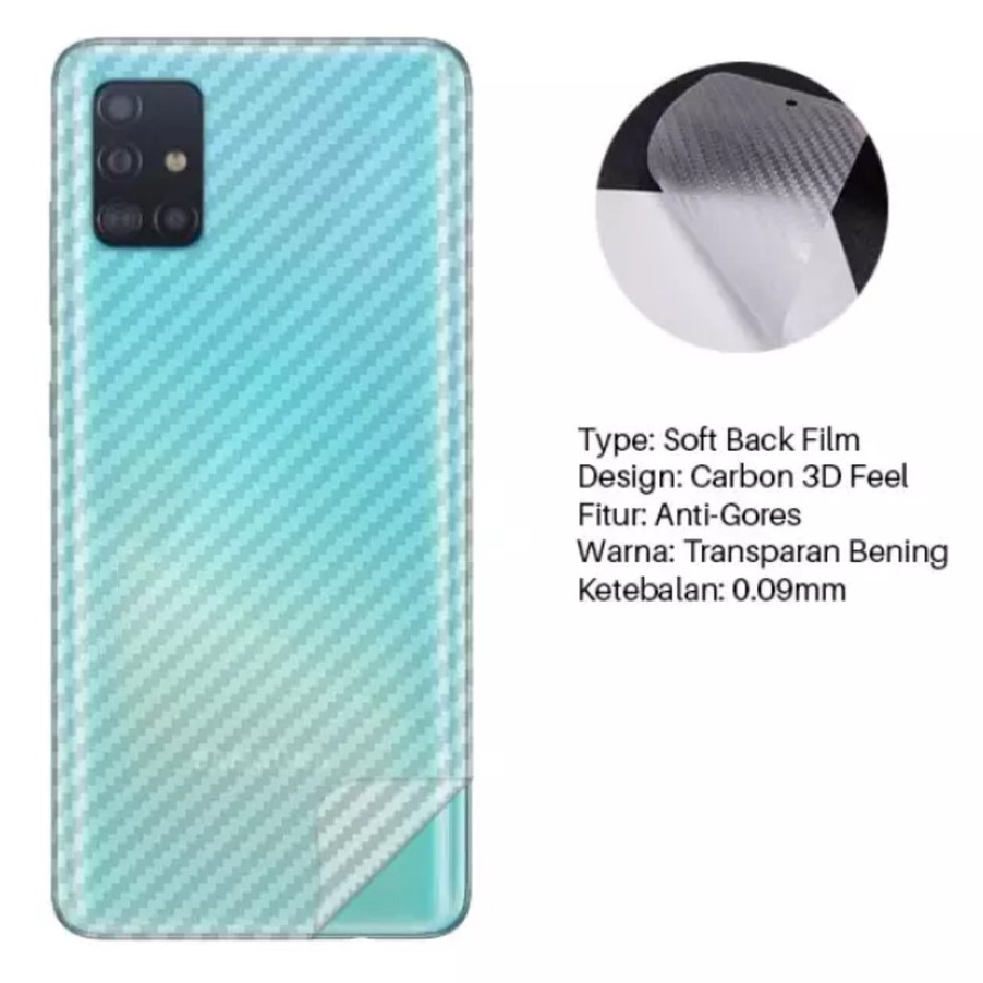 Carbon Garskin for Samsung Galaxy A51 Premium 3D Carbon Back Skin Anti Gores Belakang
