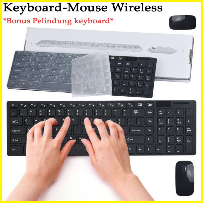 Paket Keyboard Mouse Wireless Bluetooth Bundle Komputer PC Laptop USB bundling TV