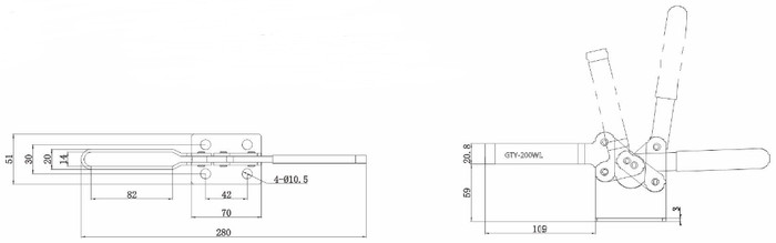 Toggle Clamp Vertical GH 200WL GTY 200 WL setara WIPRO TCH-913 400kg