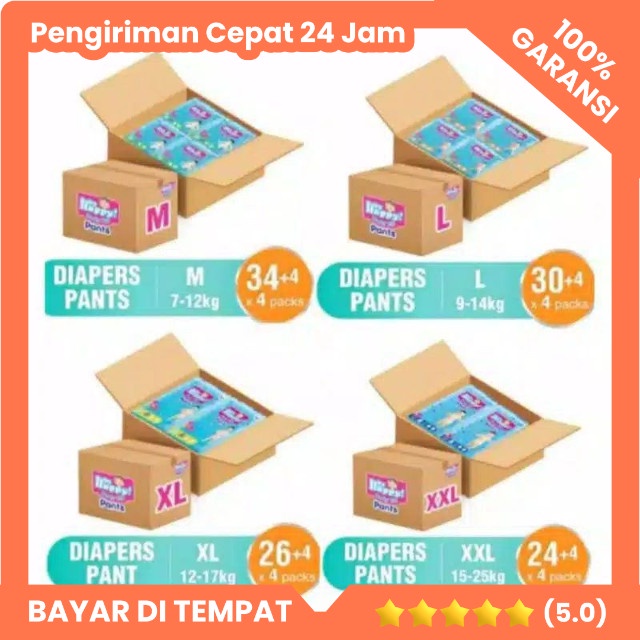Baby Happy Pants M, L, XL, XXL 1 Karton isi 4 Pack