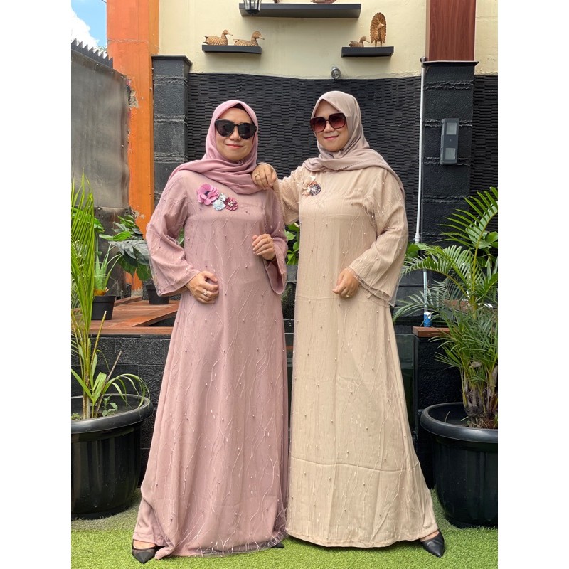 GAMIS ESEMEL DRESS RAYA APLIKASI BUNGA