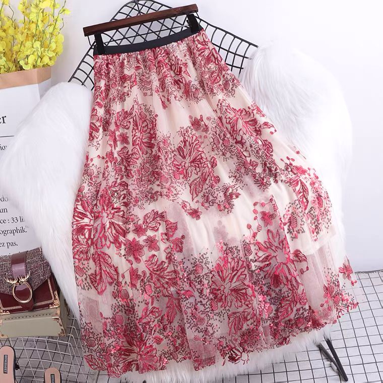 Rok Tutu 3D Import / Maxi Skirt Motif Bunga Timbul