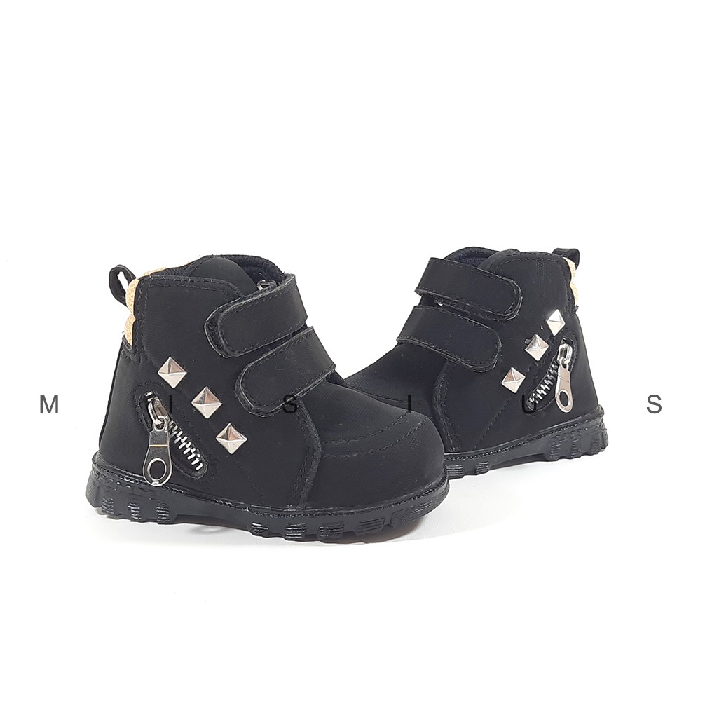 Misius - PIRAMID Sepatu Boots Anak Bahan Lembut Variasi Resleting