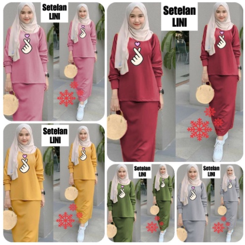 Pakaian Setelan Wanita Kekinian SET BLOUSE LINI + ROK SETELAN WANITA BABYTERRY SETELAN MUSLIMAH 5 co