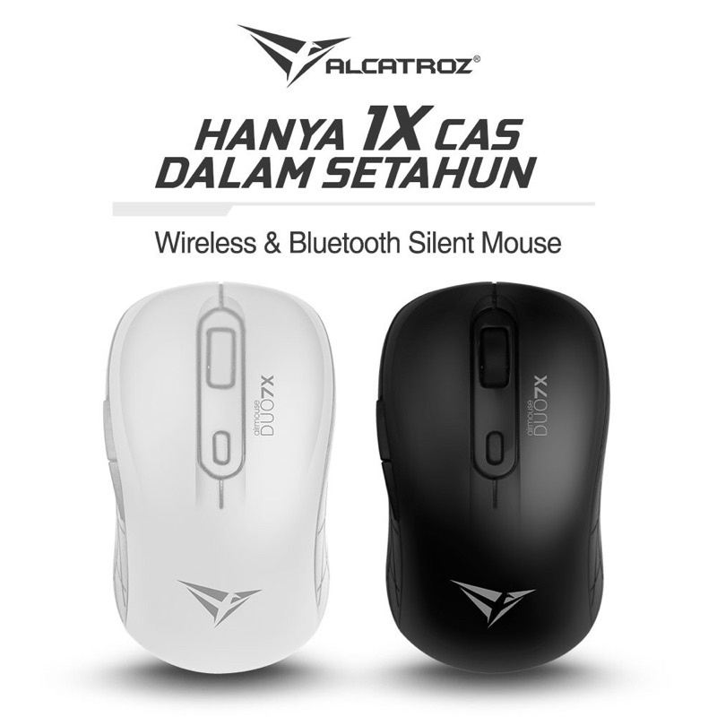 Alcatroz AirMouseDuo 7X Silent Click Wireless Mouse | 2.4G Wireless | Bluetooth 5.0