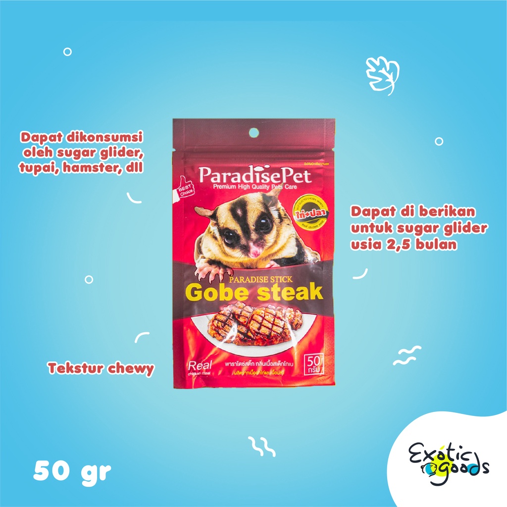 EXOTICGOODS GOBE STEAK 50gr SNACK SUGAR GLIDER MAKANAN SUGAR GLIDER MAKANAN HAMSTER SNACK HAMSTER SNACK DAGING