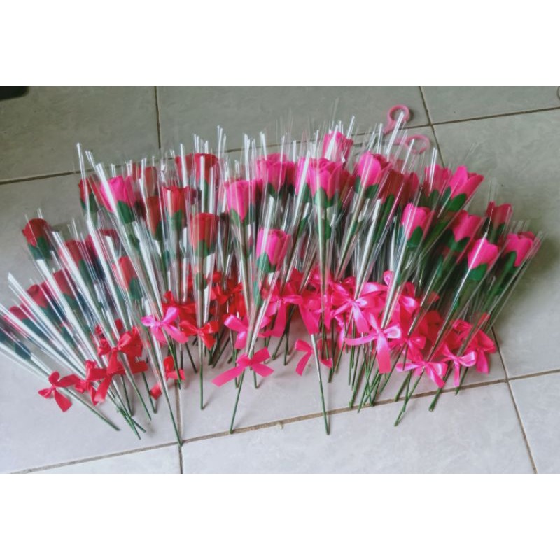 Bunga Mawar Flanel Satuan | Bucket Flanel Murah Buket Bunga Mawar Satuan Bunga Wisuda | Bunga Mawar