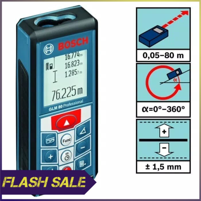 Bosch GLM 80 - Pengukur Jarak dan Sudut Laser Profesional 80m