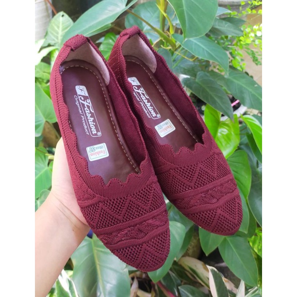 Sepatu balet import/Sepatu Rajut balet/Flat shoes/Sepatu cewek cantik-Maroon2