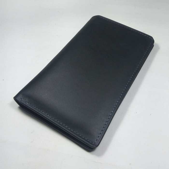 Dompet medium unisex kulit asli warna hitam - medium wallet 3/4