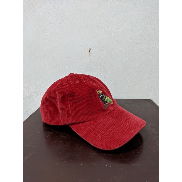 topi polo sport bear corduray corduroy strap cap like new original second thrifting preloved