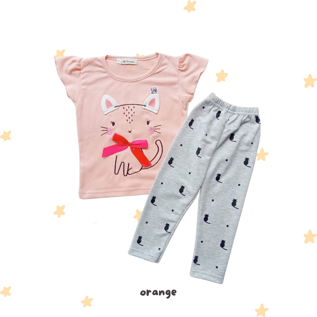 KITTY / umbrella bear  / moon rabbit tee set piyama anak baju rumah baby setelan kaos legging anak perempuan baju anak perempuan balita 1-5 tahun kaos anak perempuan baju cewek baju baby cewek