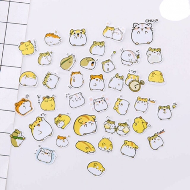 38pcs hamster sticker koleksi stiker hamtaro scrapbooking diy scrapbook mainan anak teman belajar