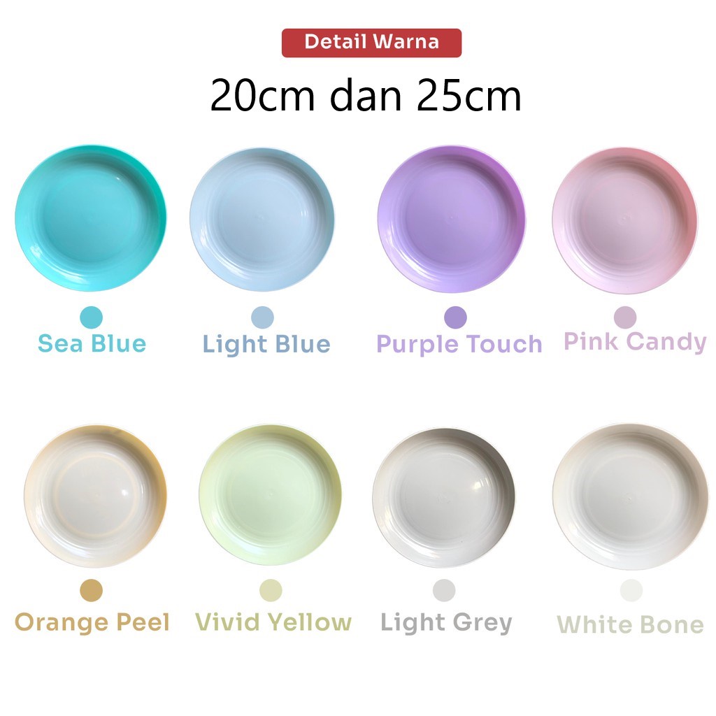 Piring Makan Plastik Lauk Saji Round Plate 18CM - 20CM - 25CM WARNA MACARON PASTEL