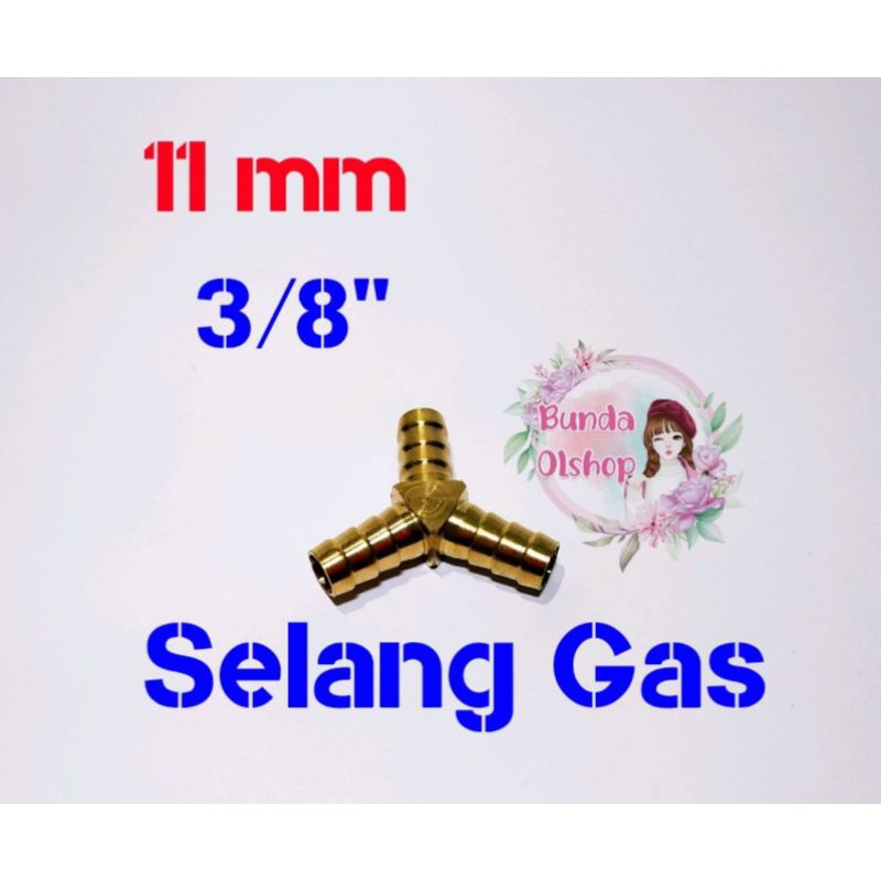 Nepel Cabang 3-Y-T Selang Regulator Kompor / 11mm Nepel 3/8 Inch Kuningan