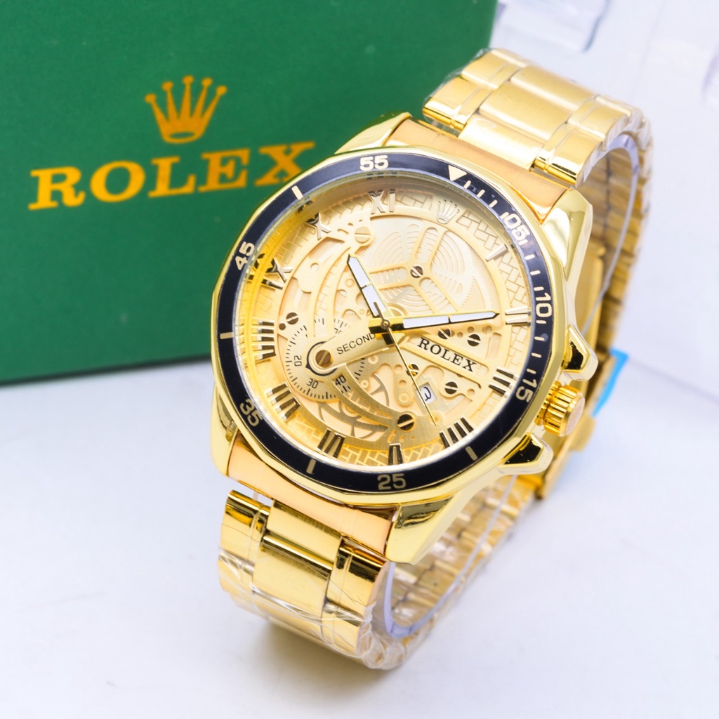 Jam Tangan Pria Rolex H2901B Tali Rantai Tanggal Aktif Chrono Variasi Free Box Rolex &amp; Baterai