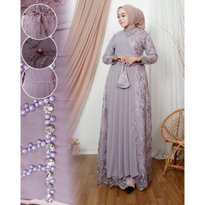 [COD] Bayar di Tempat || Gamis Aura 9 || Gamis Wisuda Remaja Terbaru || Terlaris Gamis Pesta Tille Tuton Premium Kombinasi Cerutty || Gamis Seragam Pesta Modern 2022