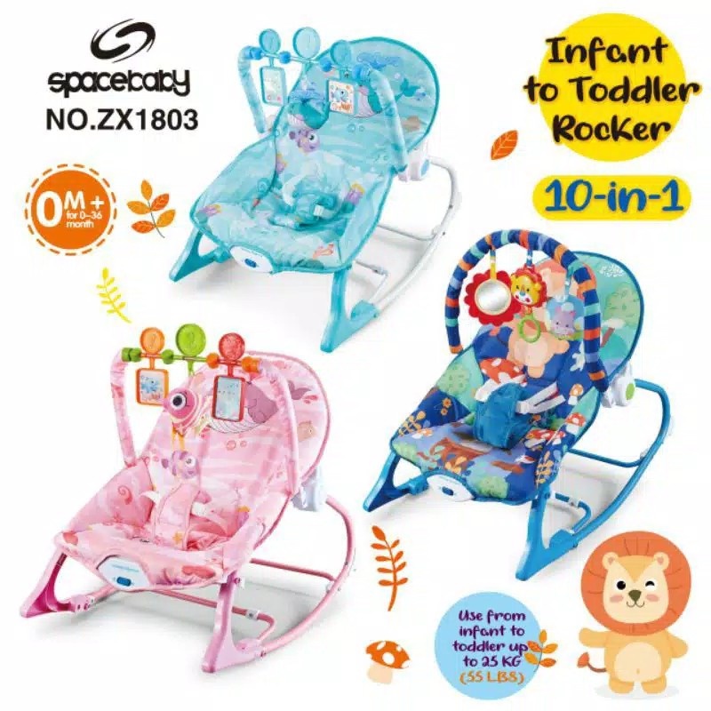 Spacebaby Infant to Toddler Rocker 10in1 - ZX1803 (Kursi Ayun Bayi)