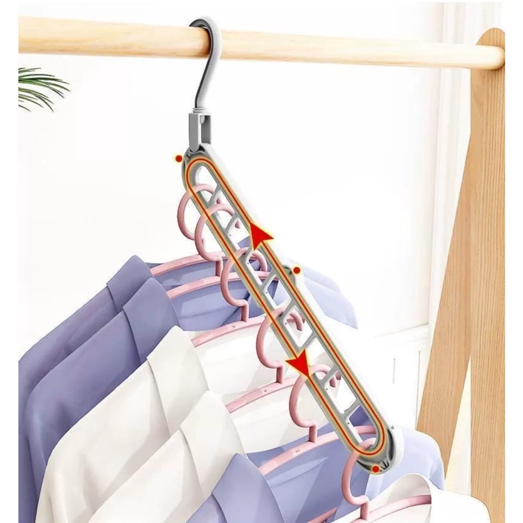 UNI 023 Magic Hanger Foldable Random Gantungan Baju Lipat Ajaib 9 in 1 Multifungsi