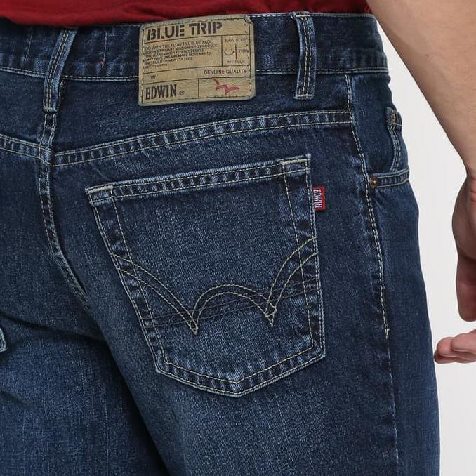 New Product Edwin Celana Jeans 305-79-011 Regular Fit Pria Panjang Biru Jeans - Biru, 34 Free Ongkir