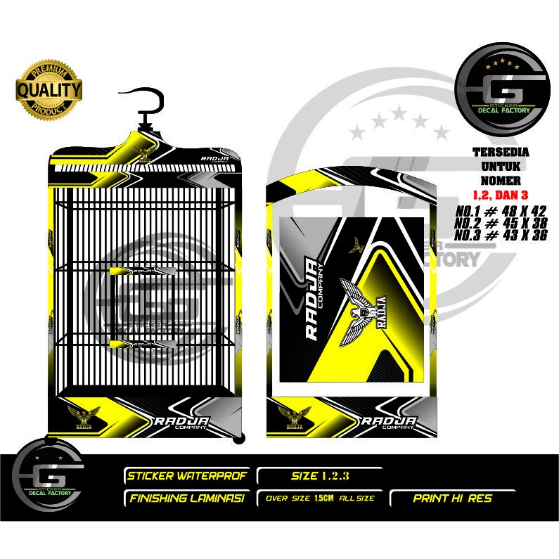DECAL STICKER EBOD/TEBOK SANGKAR KOTAK NO.1,2,3 Motif RADJA COMPANY Kuning