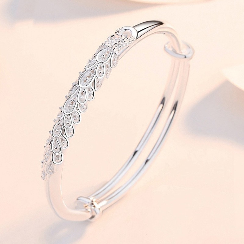 Bracelet Women's Sterling Silver Plated Ornament Opening Adjustable