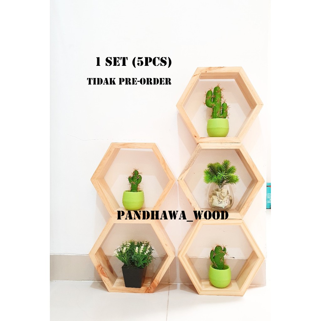 Rak Dinding Hexagonal 5pcs Diameter 30 Termurah