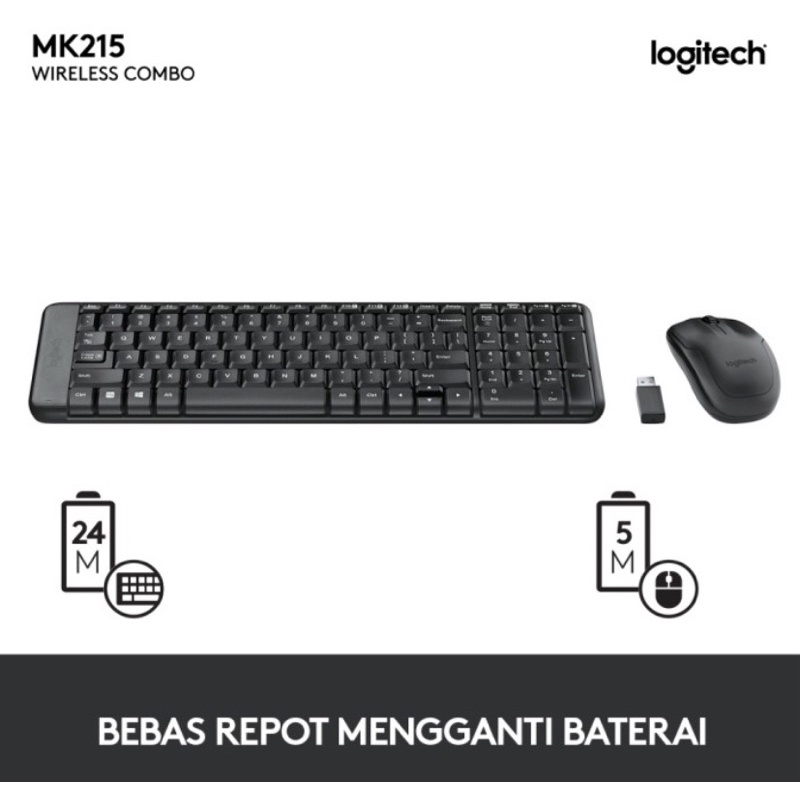 Logitech MK215 Combo Keyboard dan Mouse Wireless Compact