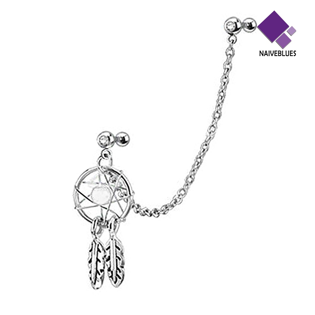 Anting Stud Tindik Tulang Rawan Telinga Desain Dream Catcher Bintang Helix Tragus
