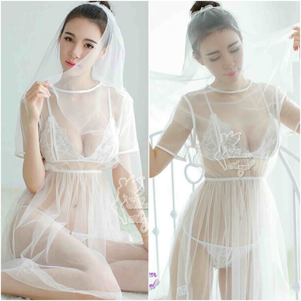 HOT lingerie malam pengantin baru putih milla IMPORT ORIGINAL (GRATIS 12 set  bikini + kerudung !!)