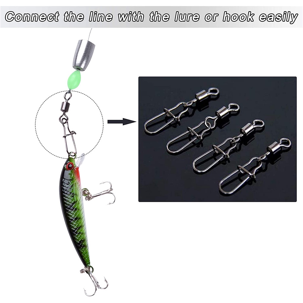 50pcs Konektor Memancing Pin Bearing Rolling Putar Stainless Steel Aksesoris Memancing