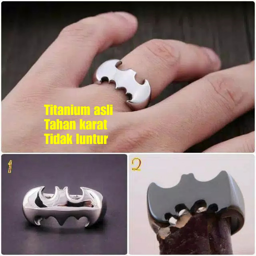 Cincin titanium karakter Batman aksesoris pria dan wanita