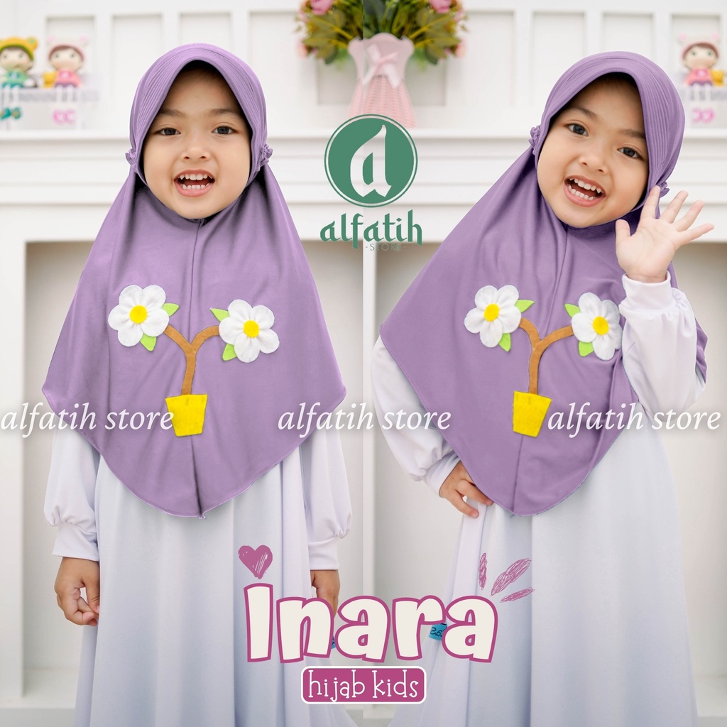 JILBAB ANAK TK - SD INARA / BUNGA INARA / JILBAB ANAK USIA 4-7 TAHUN / PAKAIAN MUSLIMANAK PEREMPUAN / KERUDUNG ANAK TK / HIJAB ANAK TK-SD KHIMAR ANAK