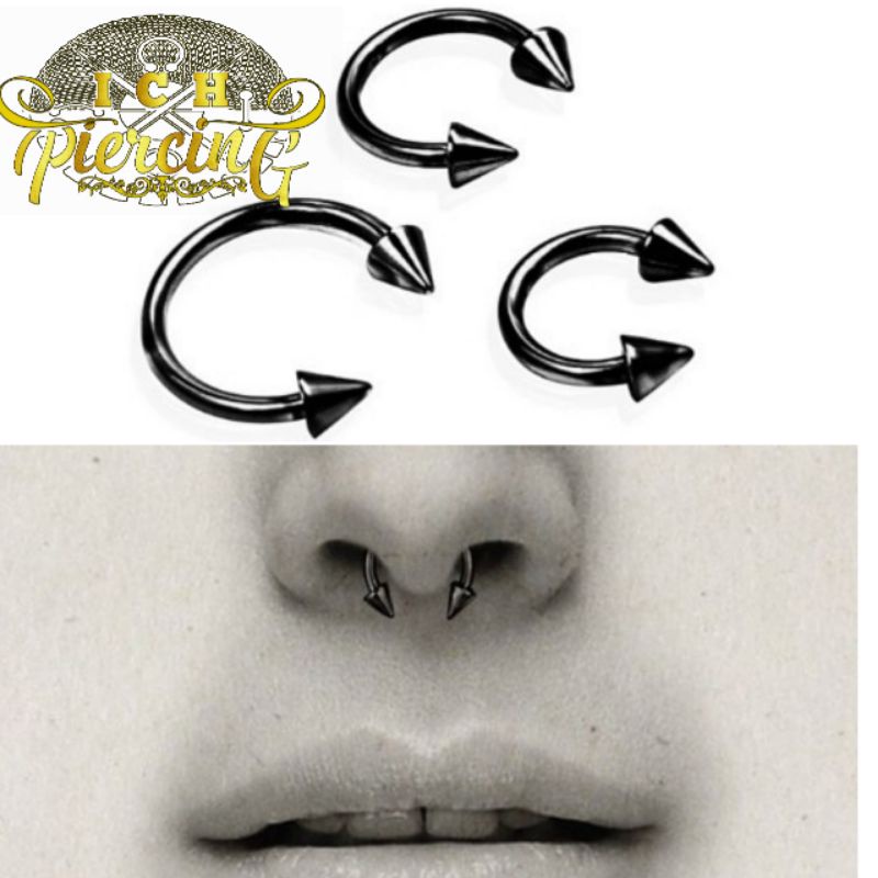 Anting Nose stud / Piercing hidung / Anting hidung c jarum hitam 6mm