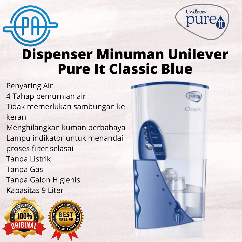 Unilever Pure It Dispenser Air Classic Blue - 9Liter dan Filter ORIGINAL