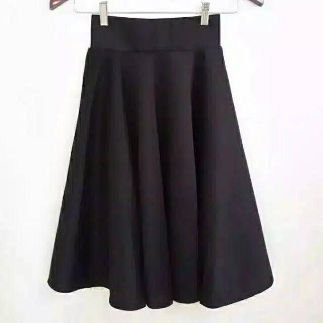 ROK MIDI WANITA A-LINE/ROK PENDEK POLOS WANITA SCUBA MAYUNG